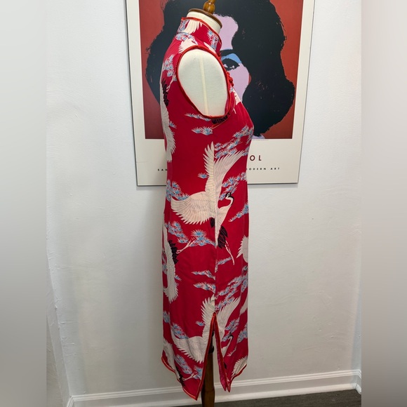 100% silk crane cheongsam by Avanti Authentic Hawaii - Picture 3 of 11